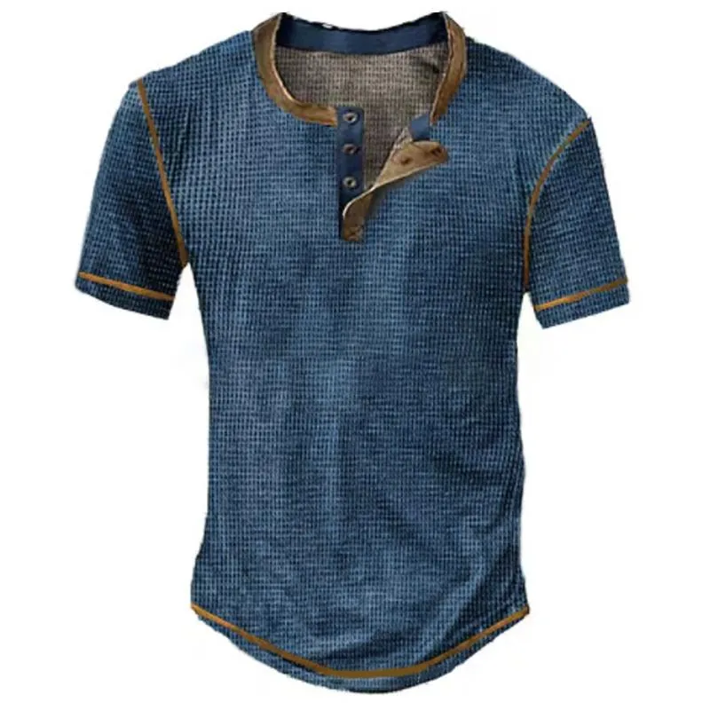 T-shirt vintage à manches courtes et col Henley