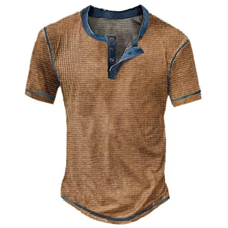 T-shirt vintage à manches courtes et col Henley