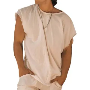 T-shirt vintage à manches courtes et col rond style chic