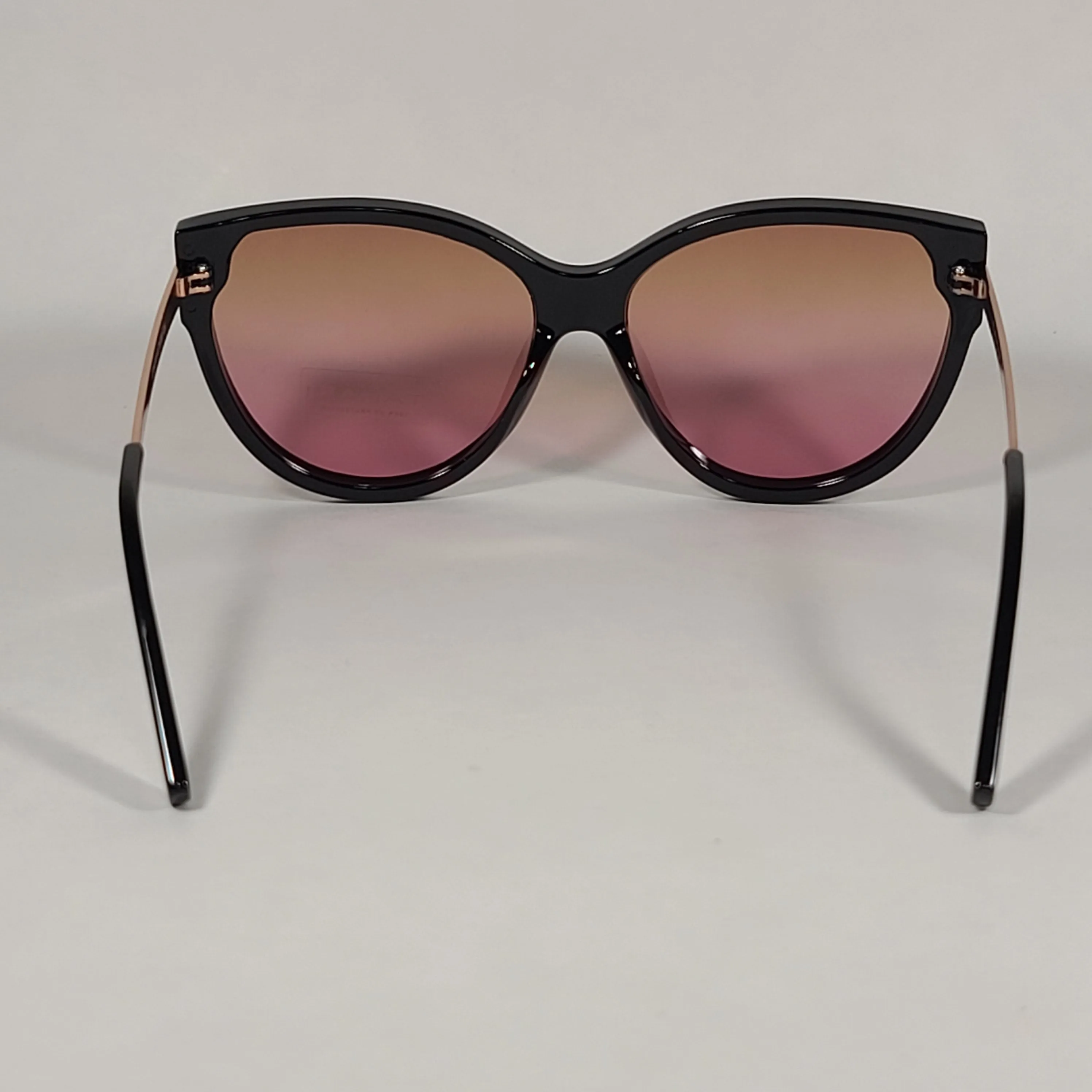 Tahari Oversize Cat Eye Sunglasses Black Gold Frame Pink Brown Gradient Lens TH781 OX