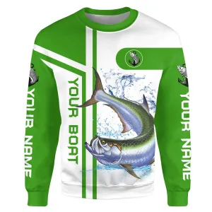 Tarpon fishing Custom name & boat name Fishing apparel - Green | Sweatshirt - NPQ672