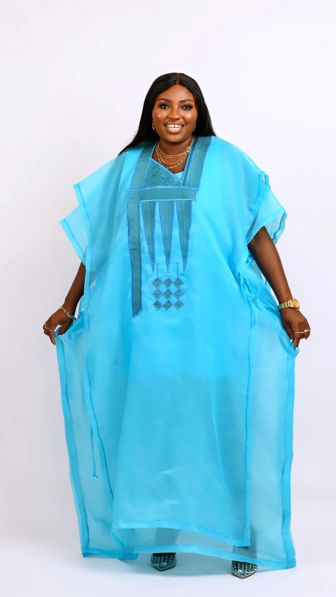Teal Blue kaftan Boubou dress Look 7