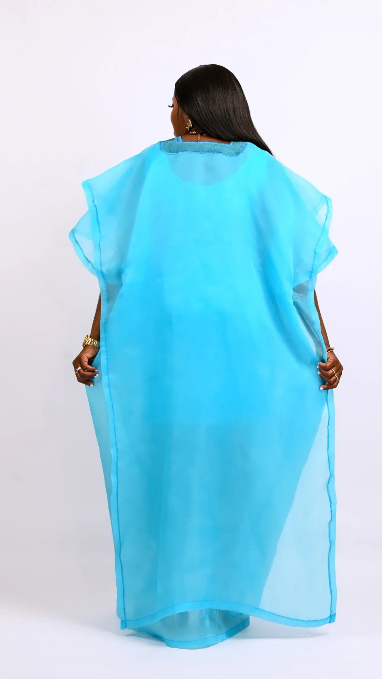 Teal Blue kaftan Boubou dress Look 7