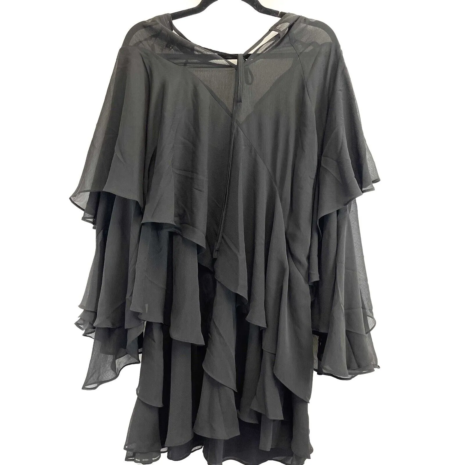 Ted Baker-Waterfall Ruffle Mini Dress-Black-Ted Baker Size 2 / US 6