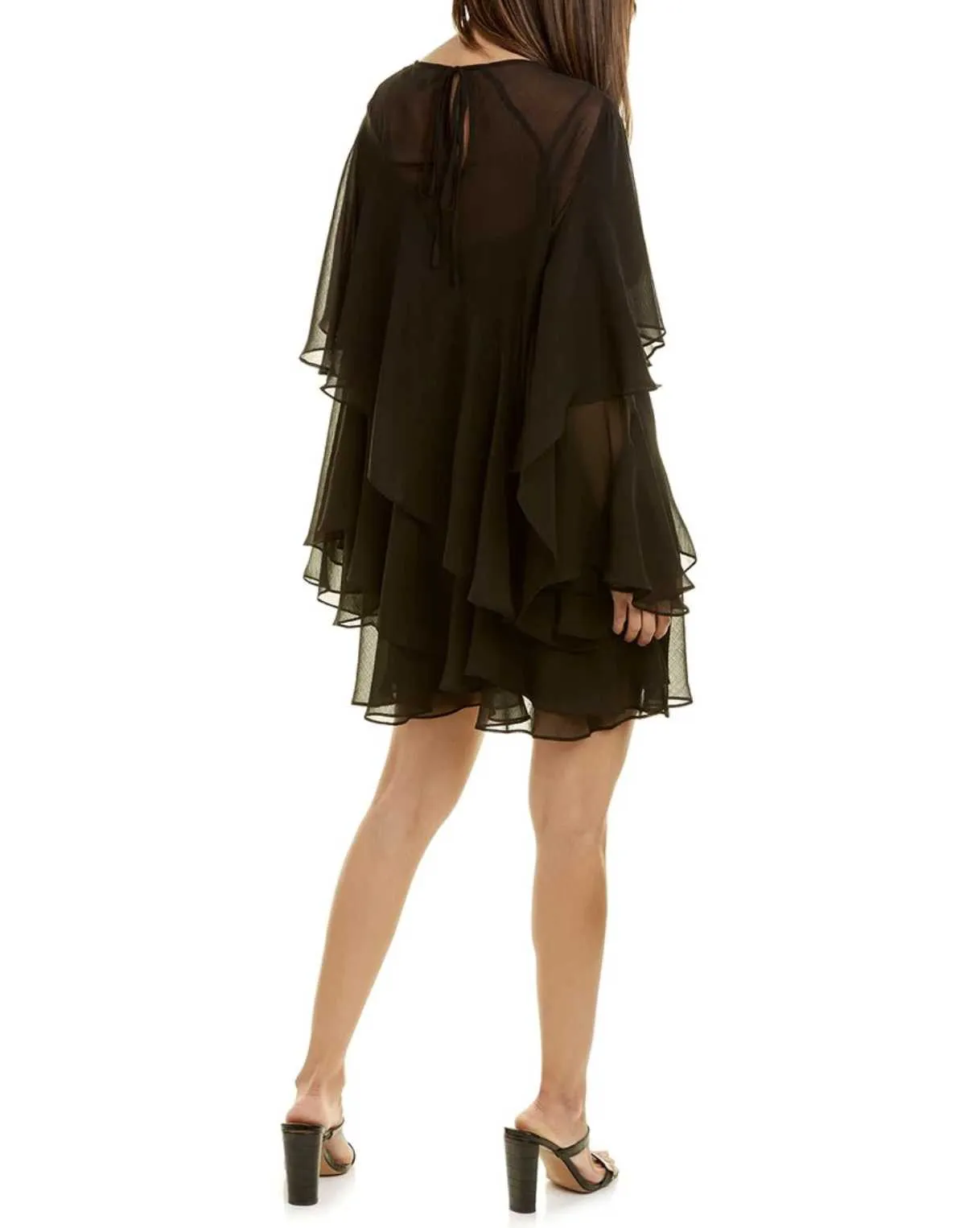 Ted Baker-Waterfall Ruffle Mini Dress-Black-Ted Baker Size 2 / US 6