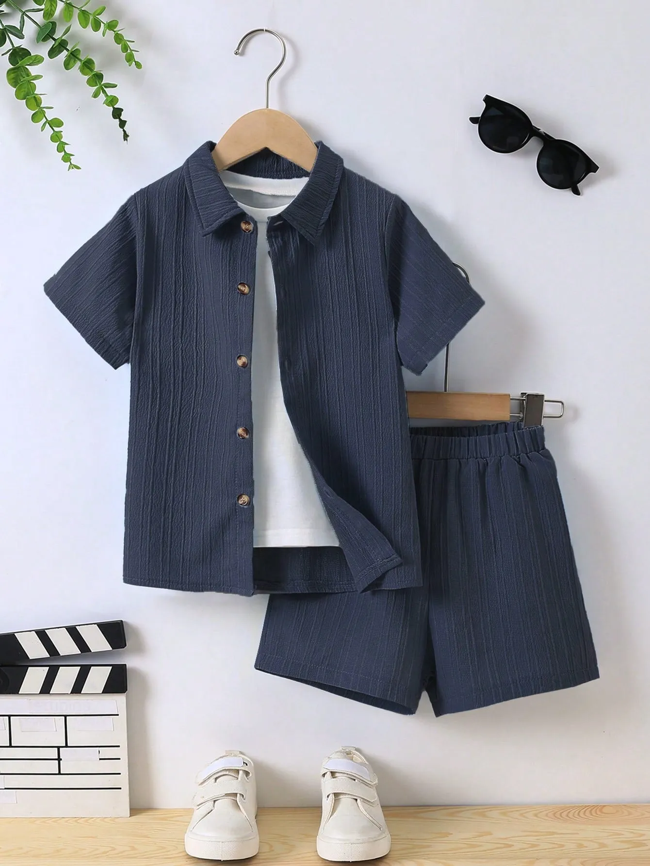 Texture shirt| Boy  Textured Short Sleeve Shirt