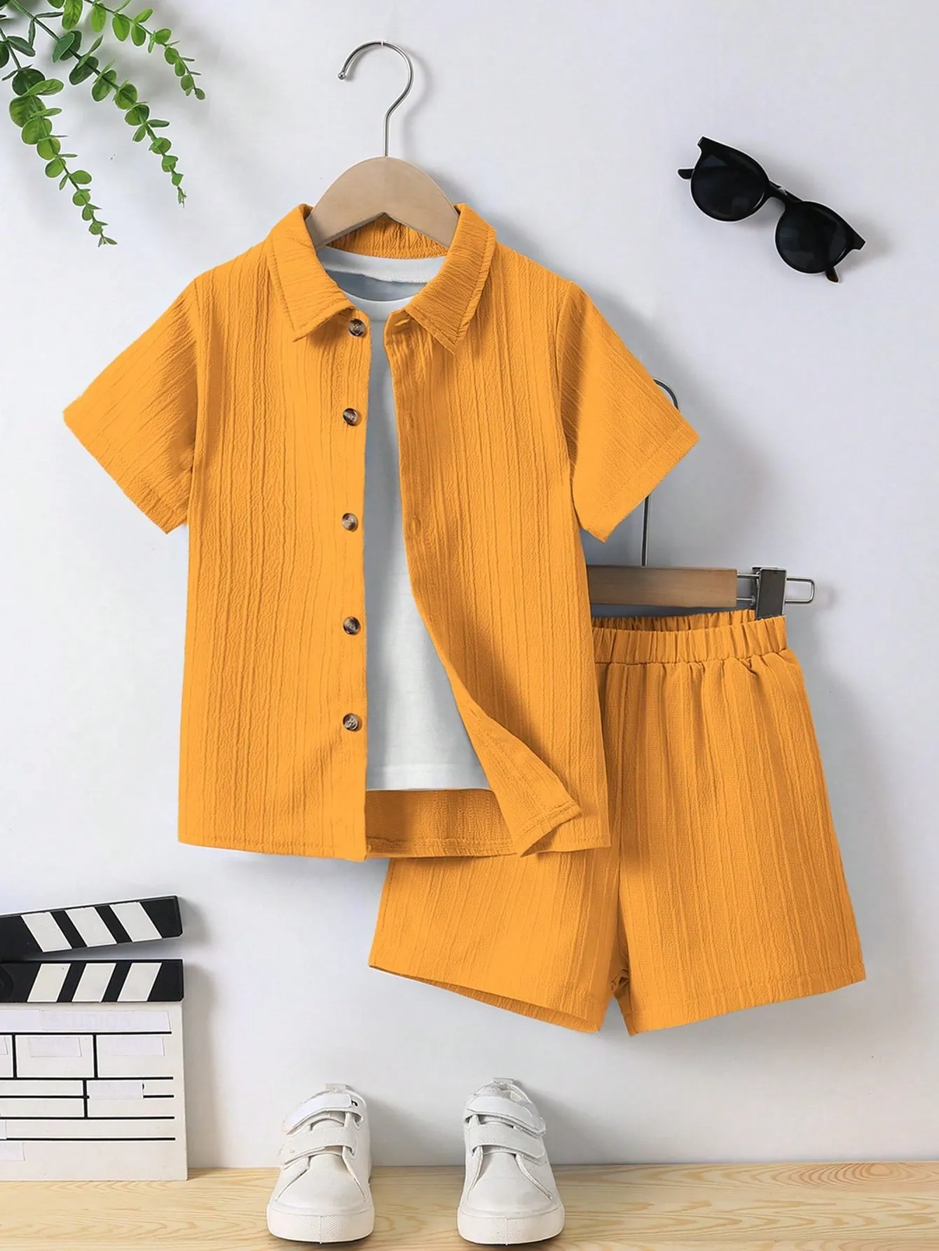 Texture shirt| Boy  Textured Short Sleeve Shirt