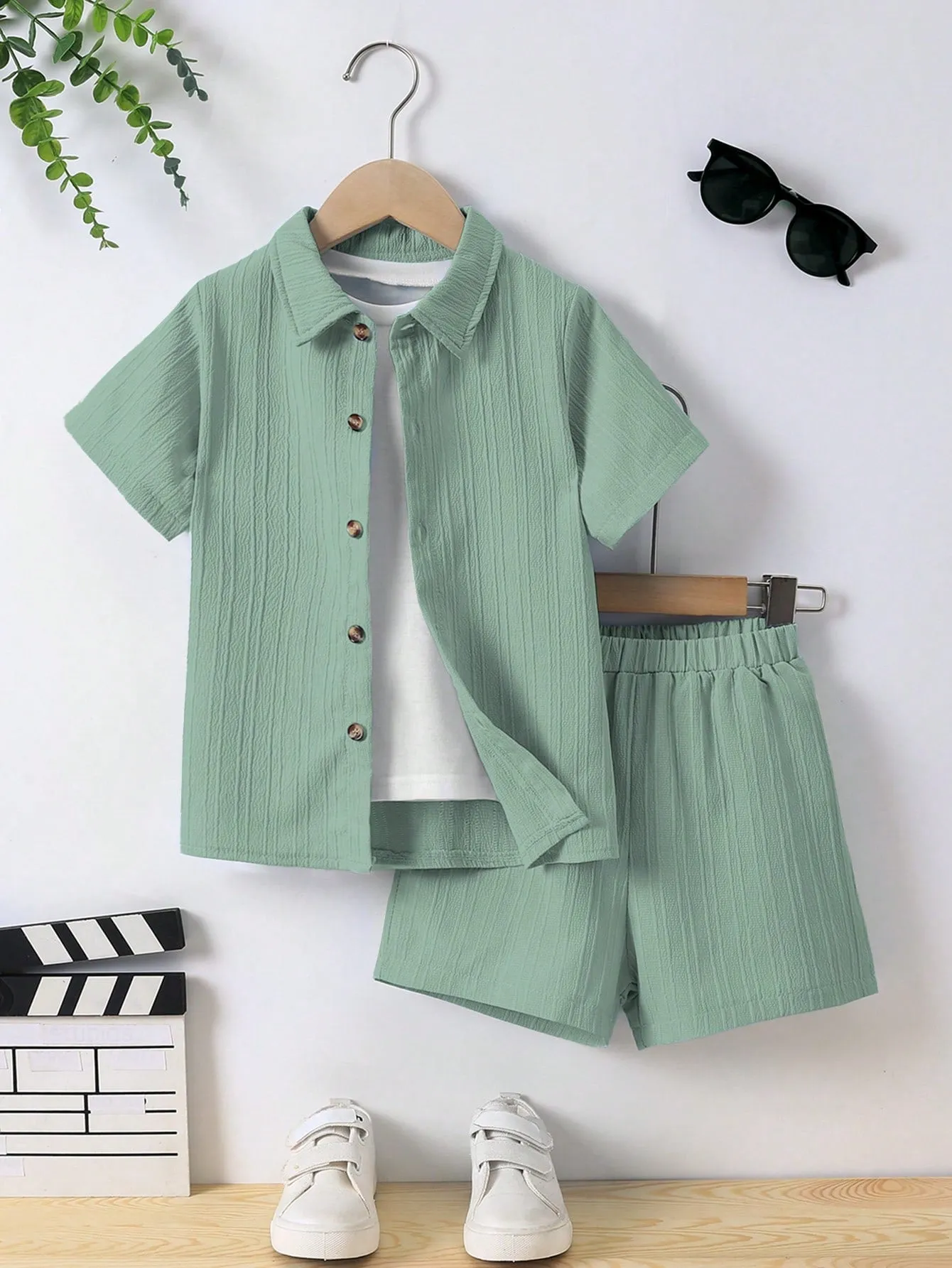 Texture shirt| Boy  Textured Short Sleeve Shirt