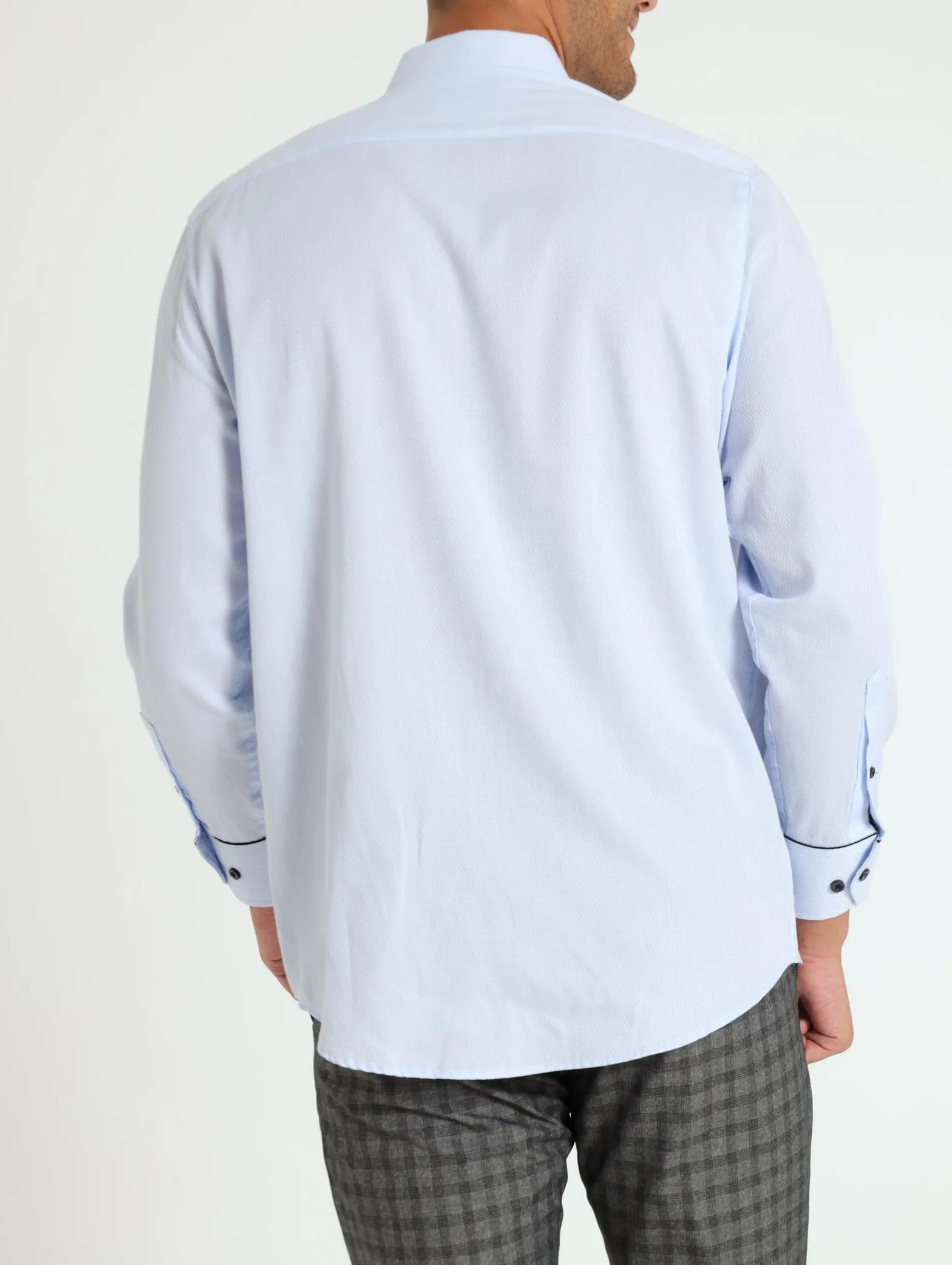 Textured Contrast Shirt - Light Blue
