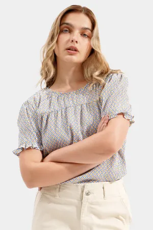 Textured Geometric Print Top