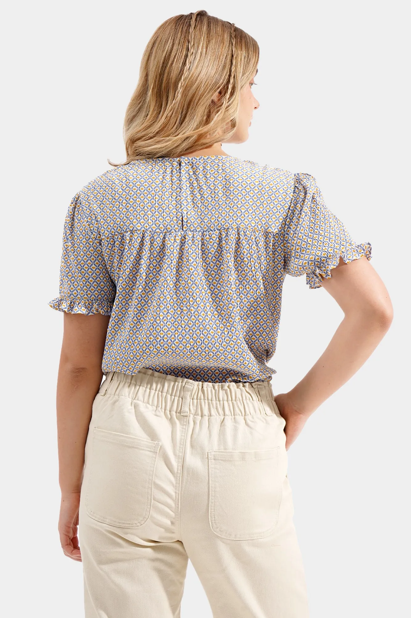 Textured Geometric Print Top