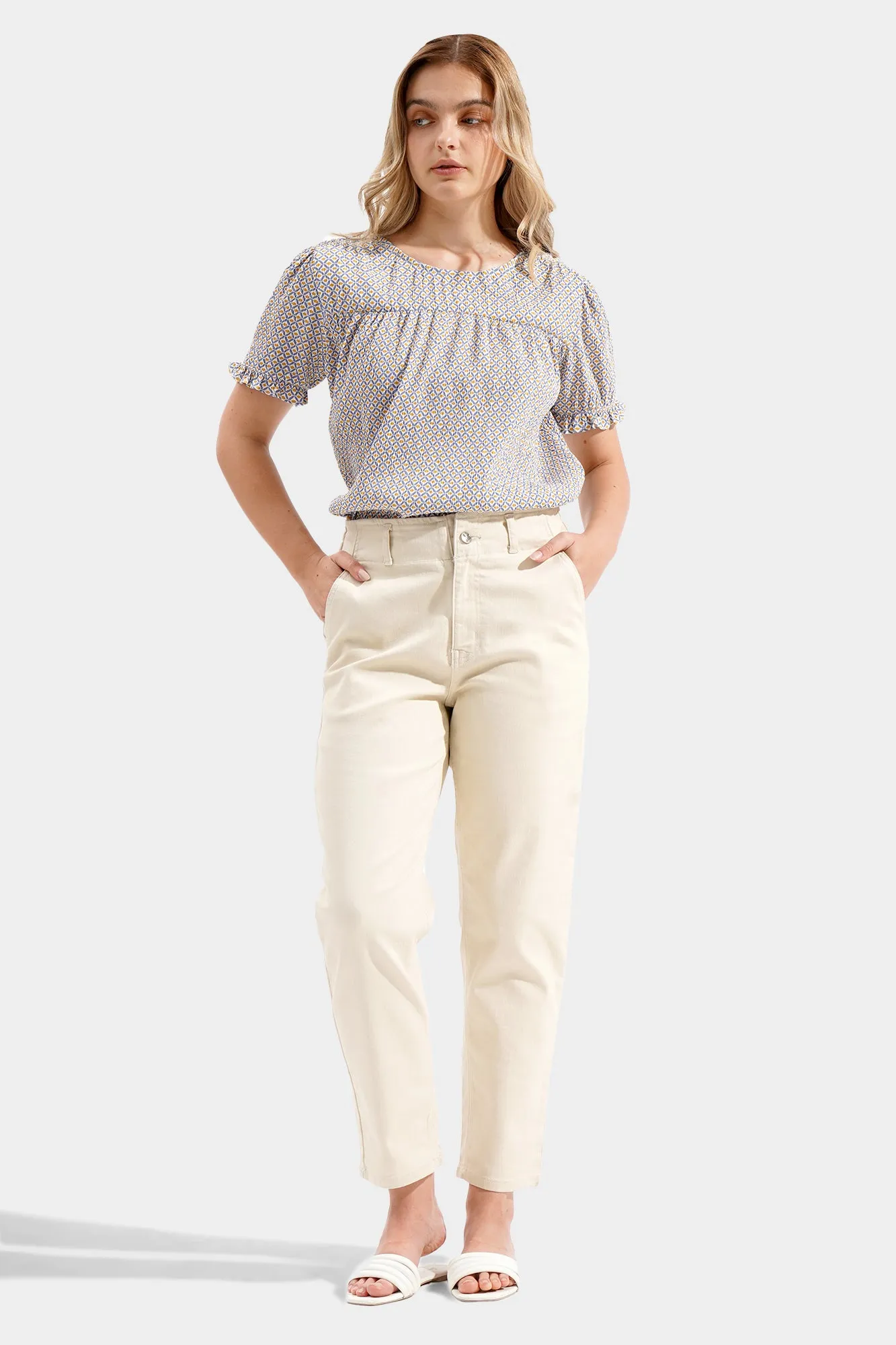 Textured Geometric Print Top