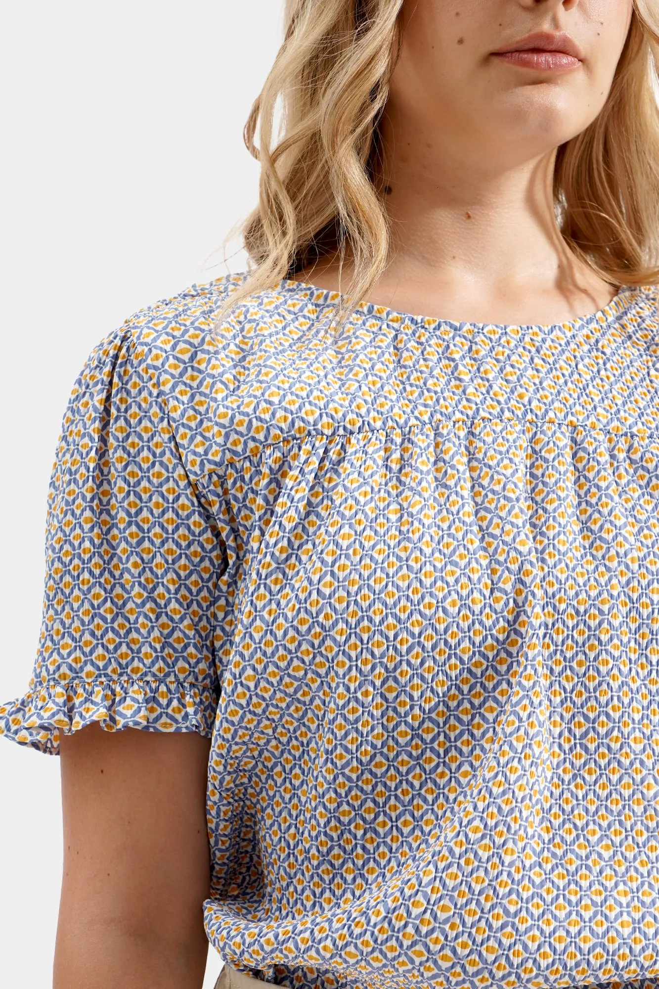 Textured Geometric Print Top
