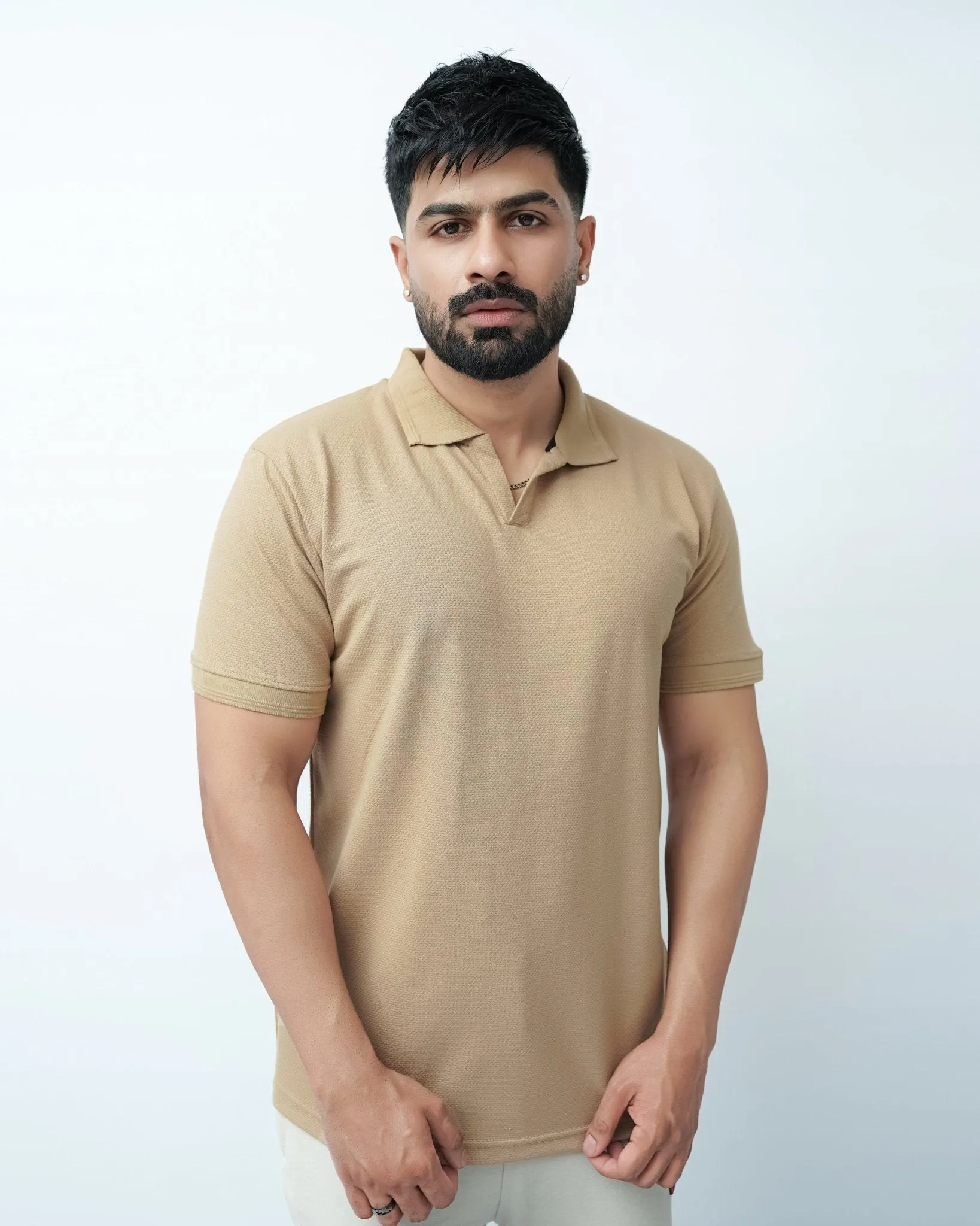 TEXTURED KINT SKIN POLO SHIRT