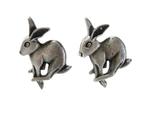 Textured Leaping Hare Rabbit Cufflinks