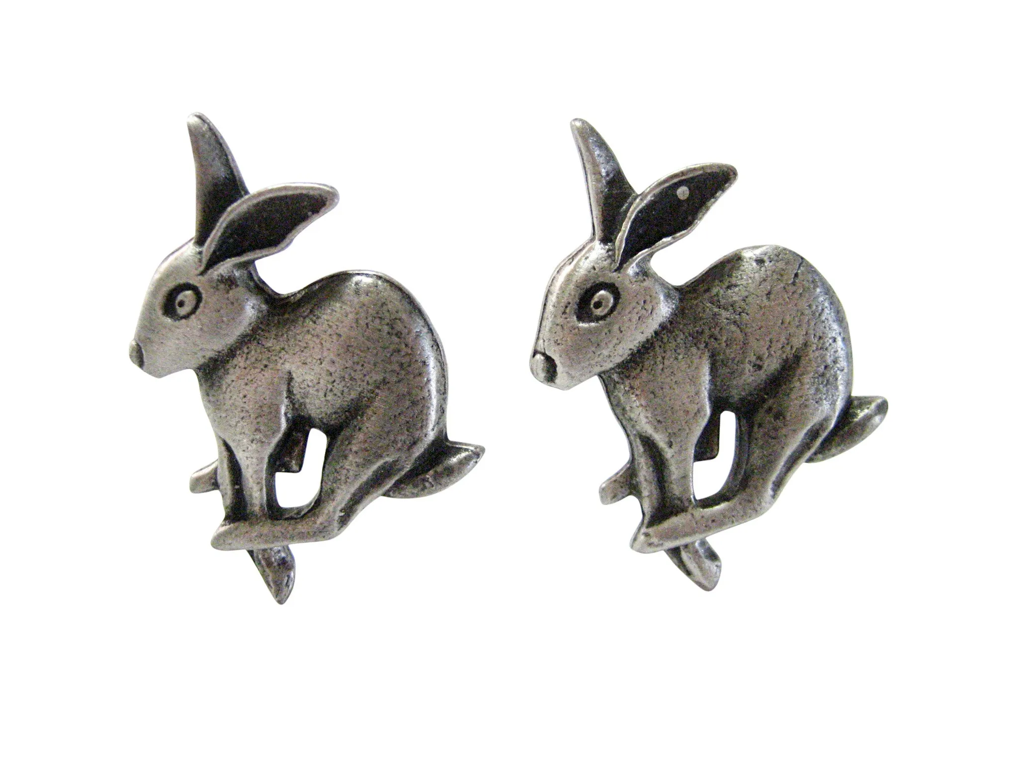 Textured Leaping Hare Rabbit Cufflinks