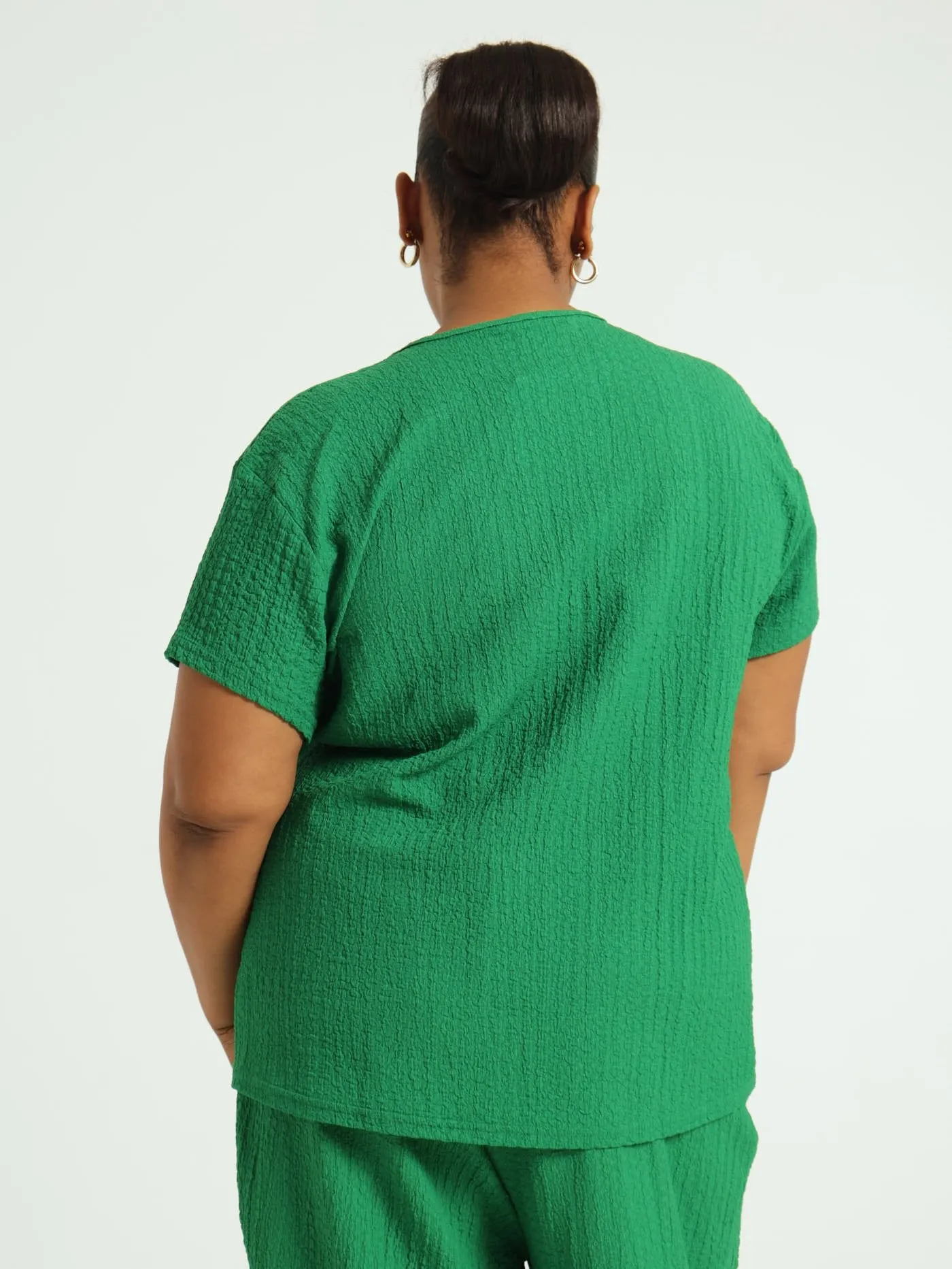 Textured Oversized Tee - Green