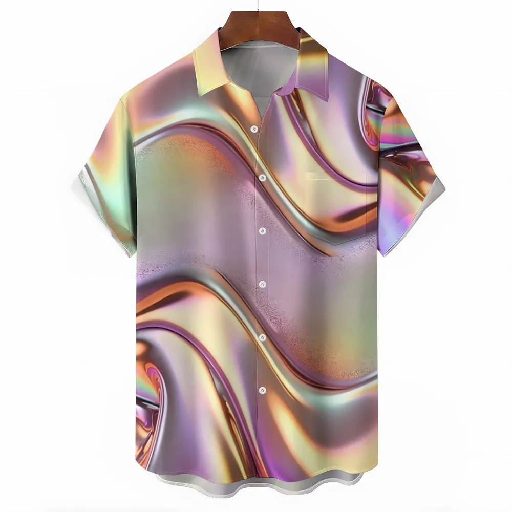 Textured Print Casual Large Size Short Sleeve Shirt 2407004239
