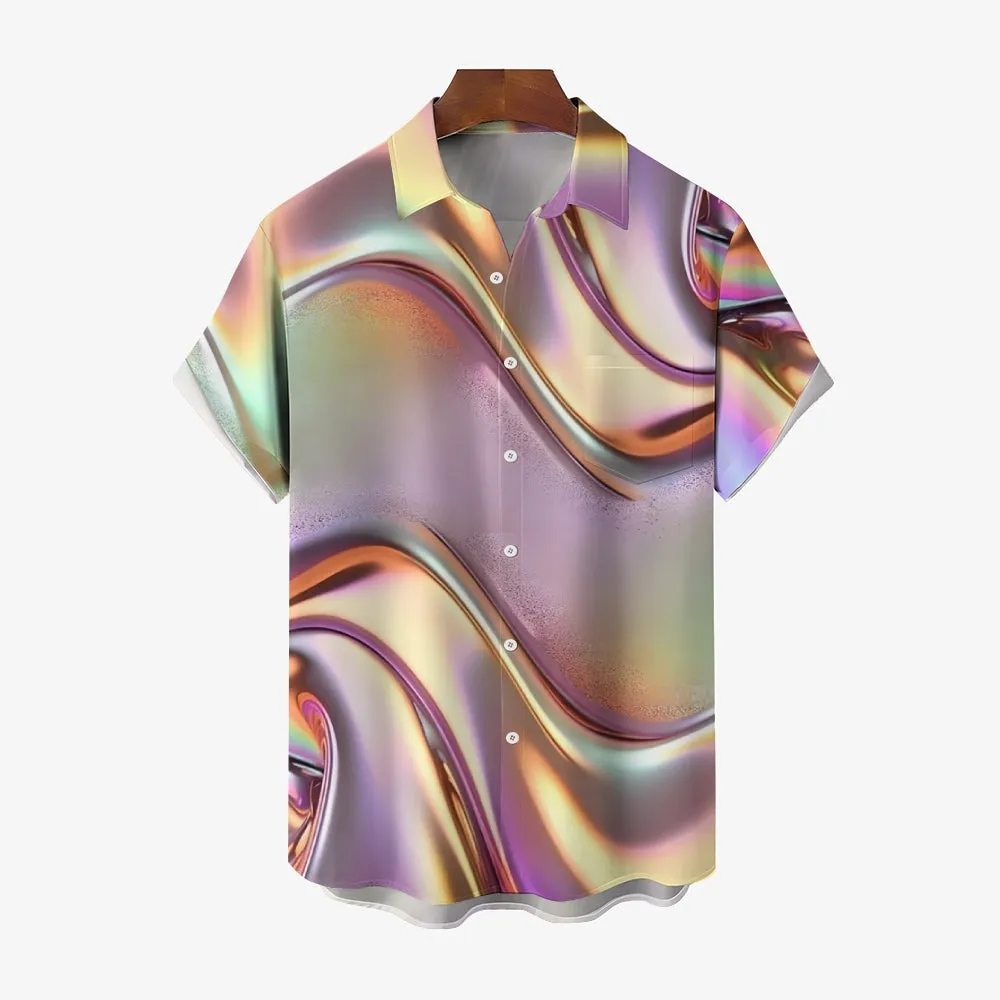 Textured Print Casual Large Size Short Sleeve Shirt 2407004239