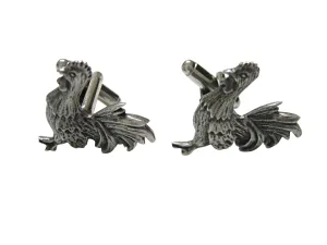 Textured Rooster Chicken Bird Cufflinks