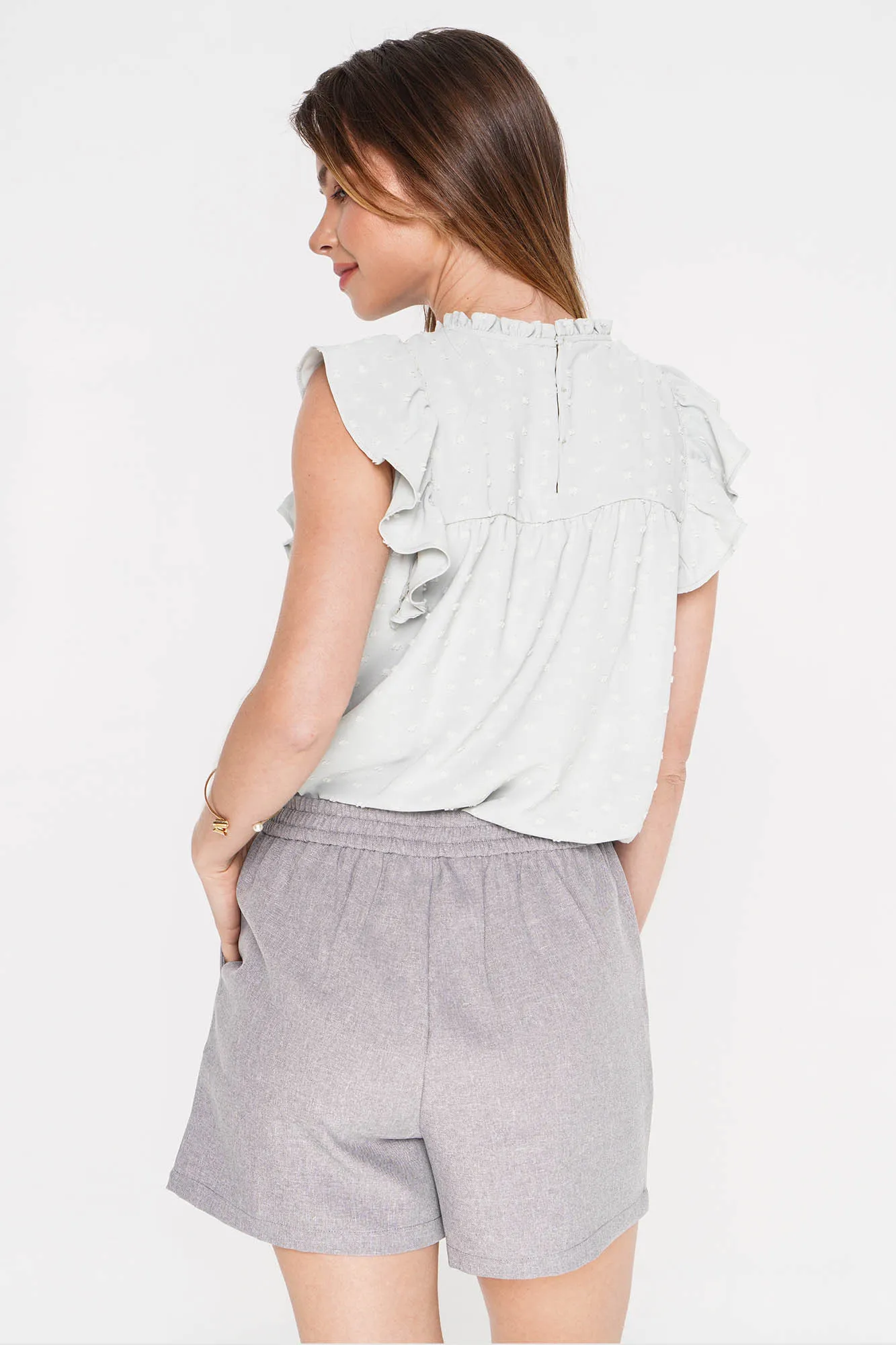 Textured Ruffle Sleeve Top