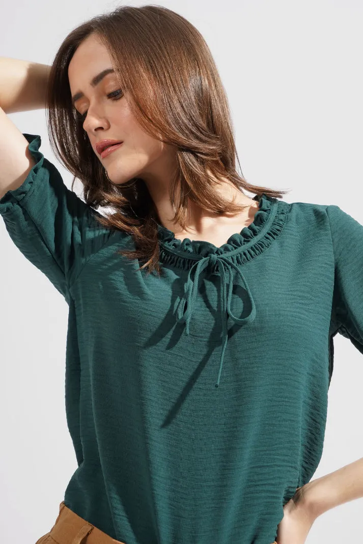 Textured Scoop Neck Top