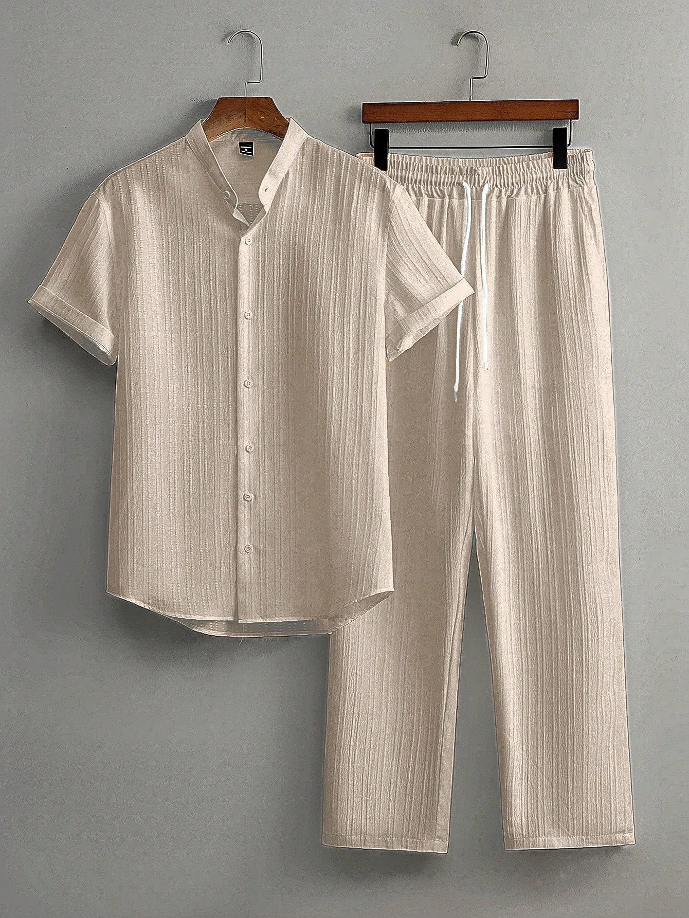 Textured shirt mens| Men Casual Solid Color Textured Short Shirt
