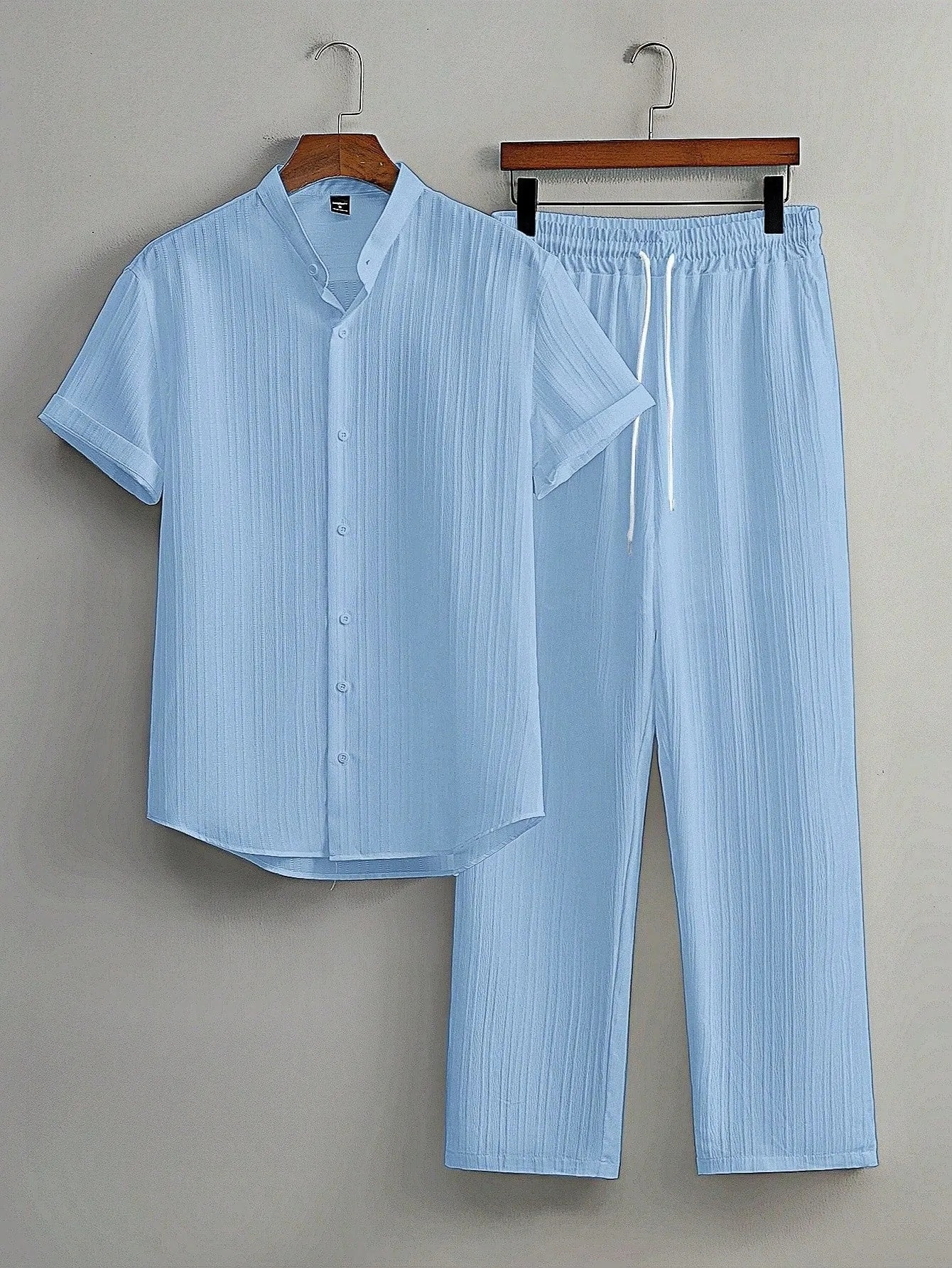 Textured shirt mens| Men Casual Solid Color Textured Short Shirt