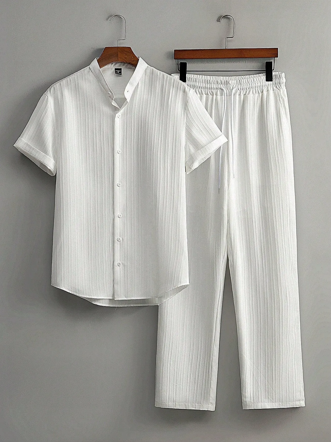 Textured shirt mens| Men Casual Solid Color Textured Short Shirt