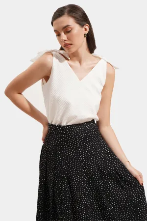 Textured Tie V-Neck Top