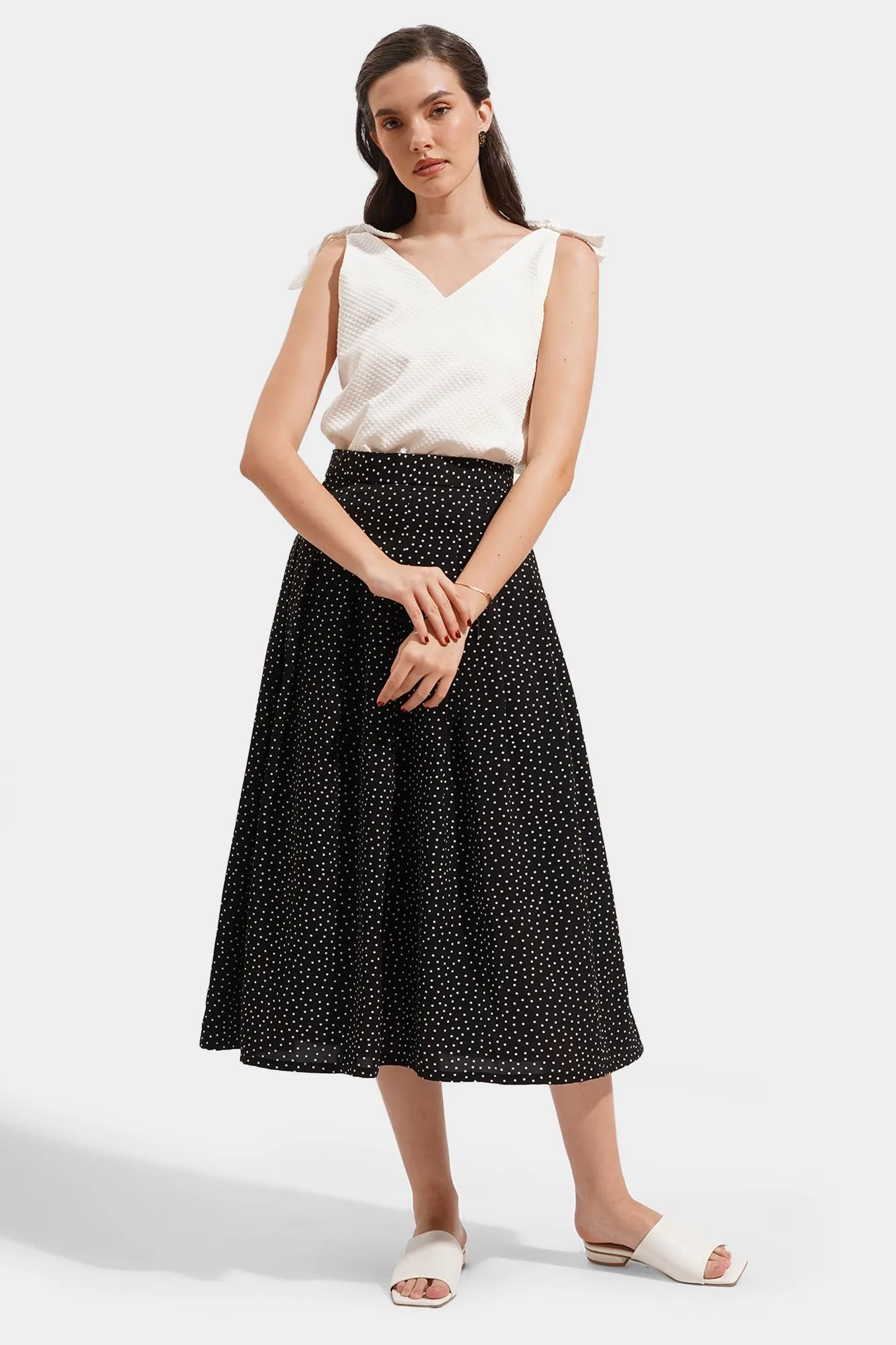 Textured Tie V-Neck Top