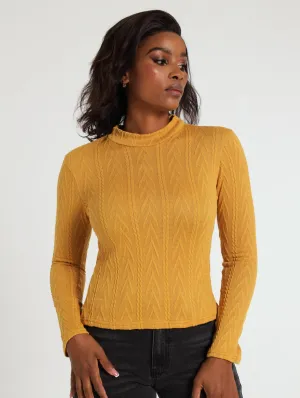 Textured Turtleneck Tee - Ochre