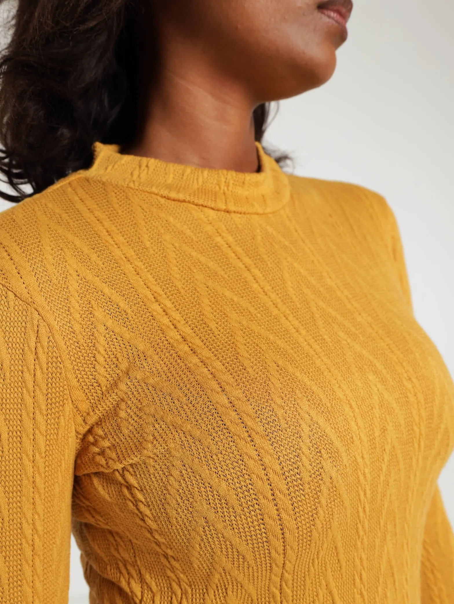 Textured Turtleneck Tee - Ochre