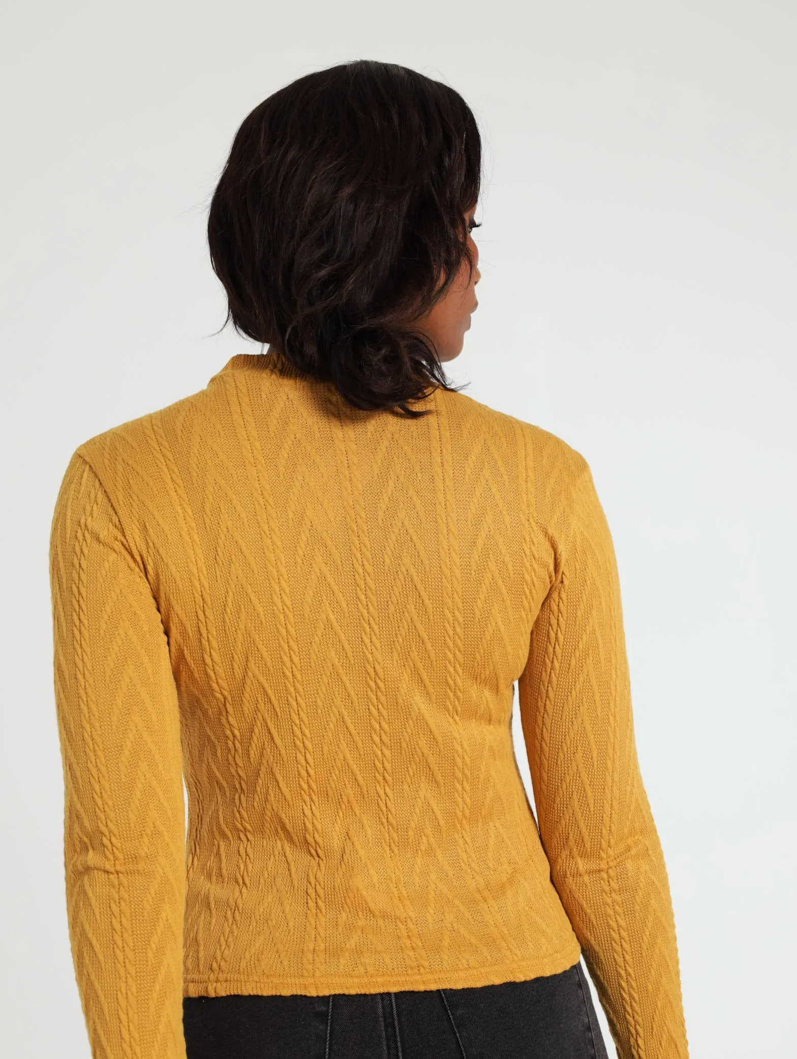 Textured Turtleneck Tee - Ochre