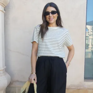 THE ULTIMATE STRIPE T-SHIRT - CREAM / BLACK
