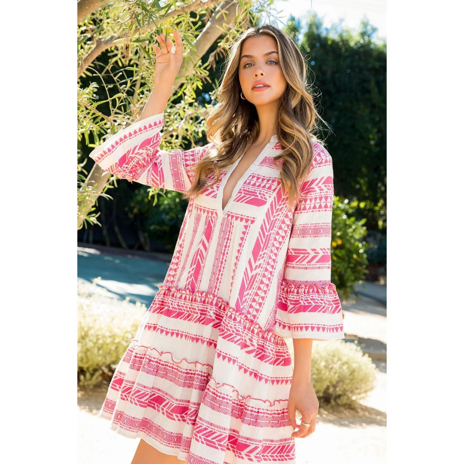 Tiered Embroidered Dress