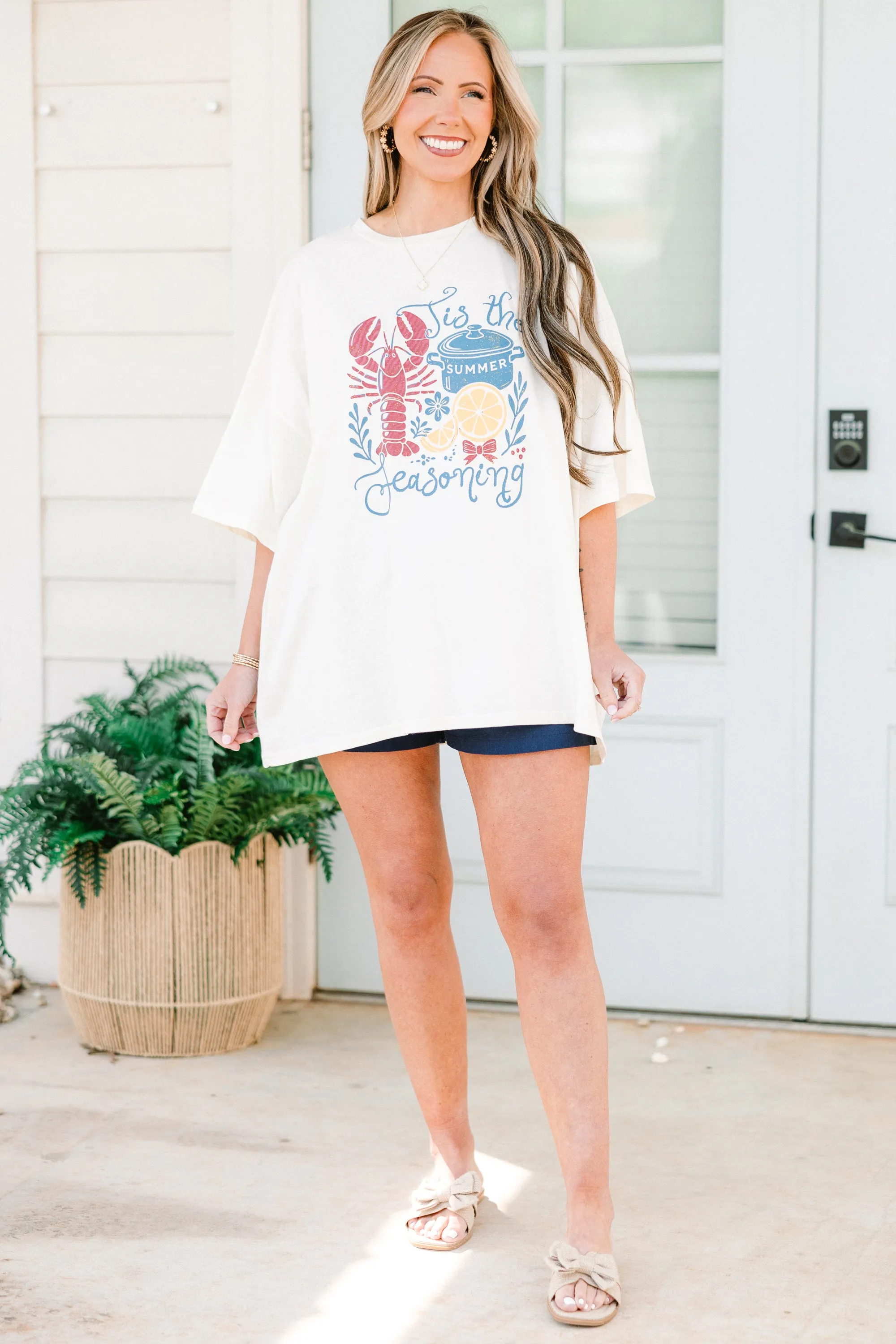 Tis The Seasoning Boyfriend Tee, Ivory