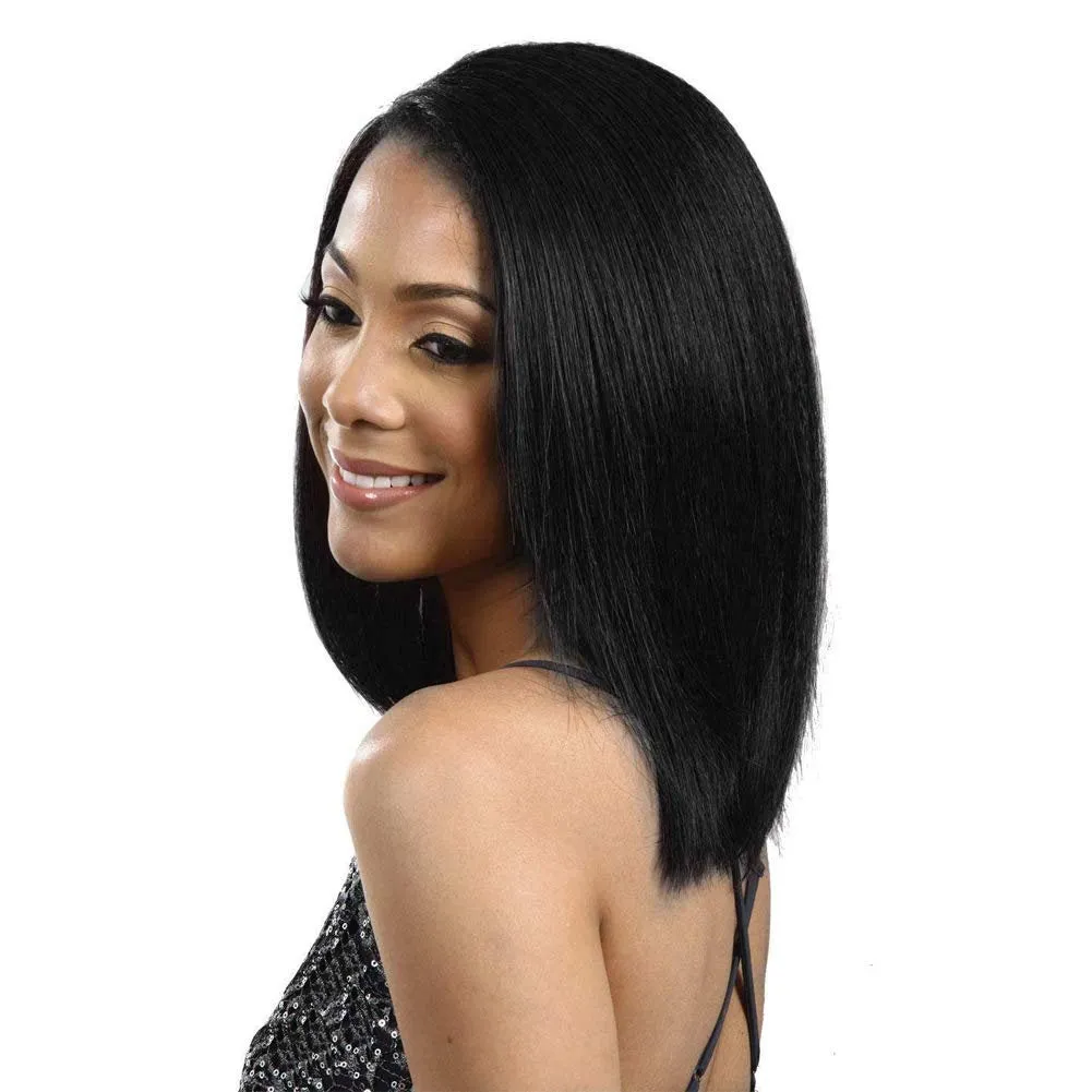 Top Quality Black Bob Quick Straight No Bangs Synthetic Wig High Temperature Heat Resistant 150% Density 14"  /-  Top Selling Ready To Ship