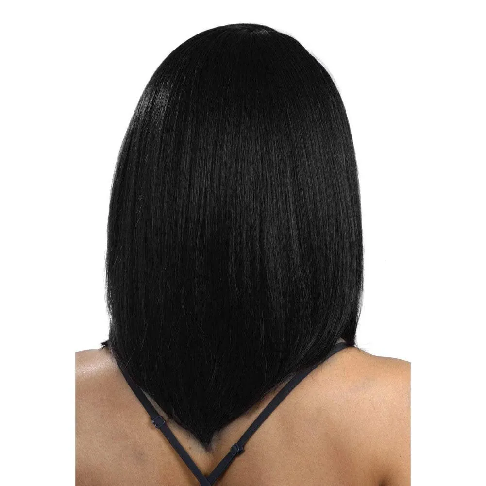 Top Quality Black Bob Quick Straight No Bangs Synthetic Wig High Temperature Heat Resistant 150% Density 14"  /-  Top Selling Ready To Ship