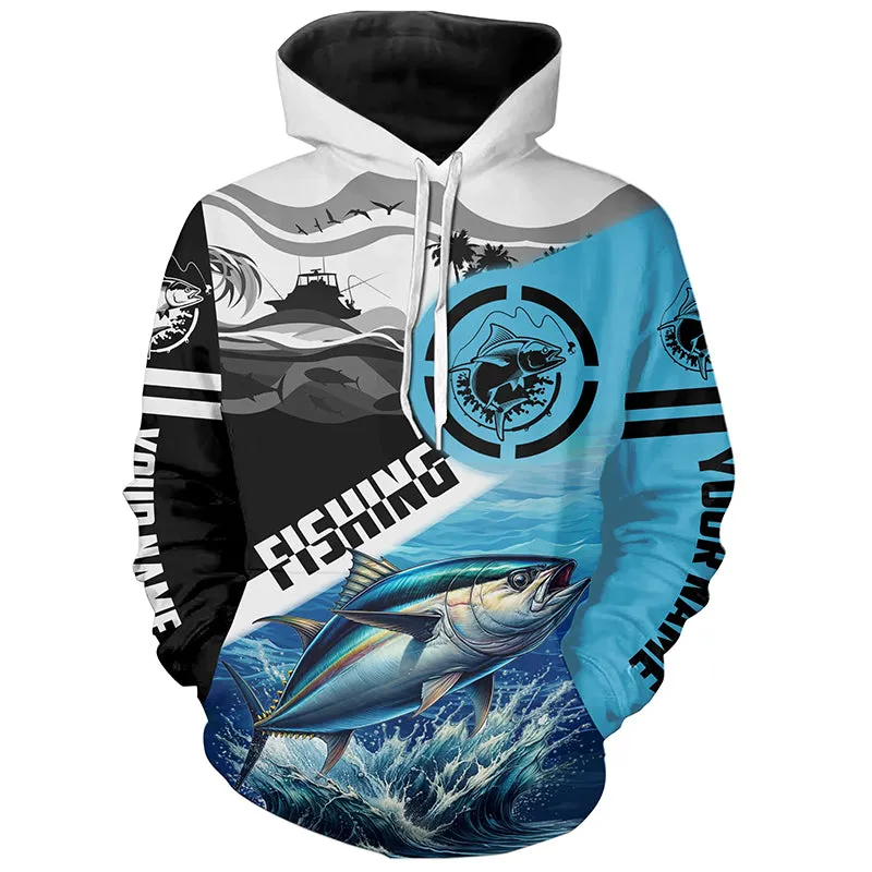 Tuna Fishing saltwater fishing Customize name fishing hoodie, personalized fishing gift NPQ36