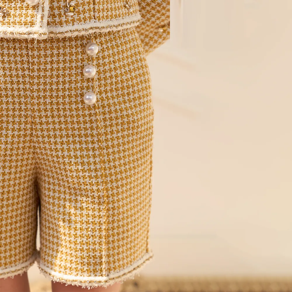Tweed Short With Pearl Buttons