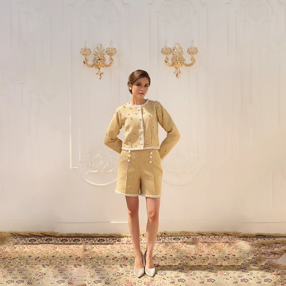 Tweed Short With Pearl Buttons