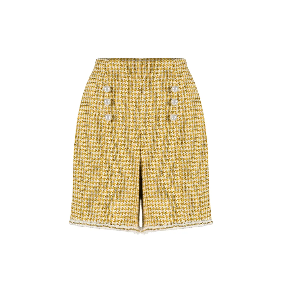 Tweed Short With Pearl Buttons
