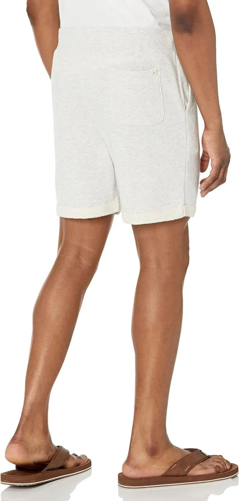 Upwest Mens Pull On Short Tie Front Light Heather Grey L