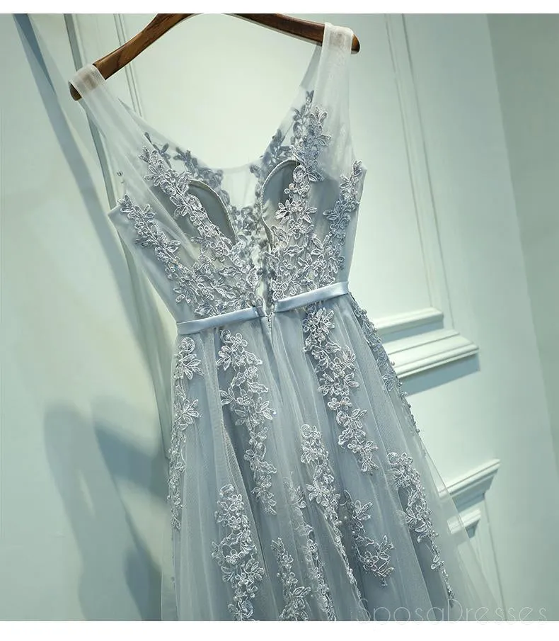 V Neckline Pink Lace Evening Prom Dresses, Popular Lace Party Prom Dresses, 17190