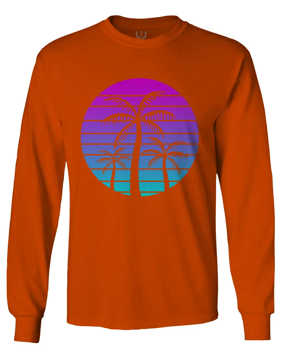 Vaporwave Palm Trees Aesthetics Art Beach surf Sunset mens Long sleeve t shirt