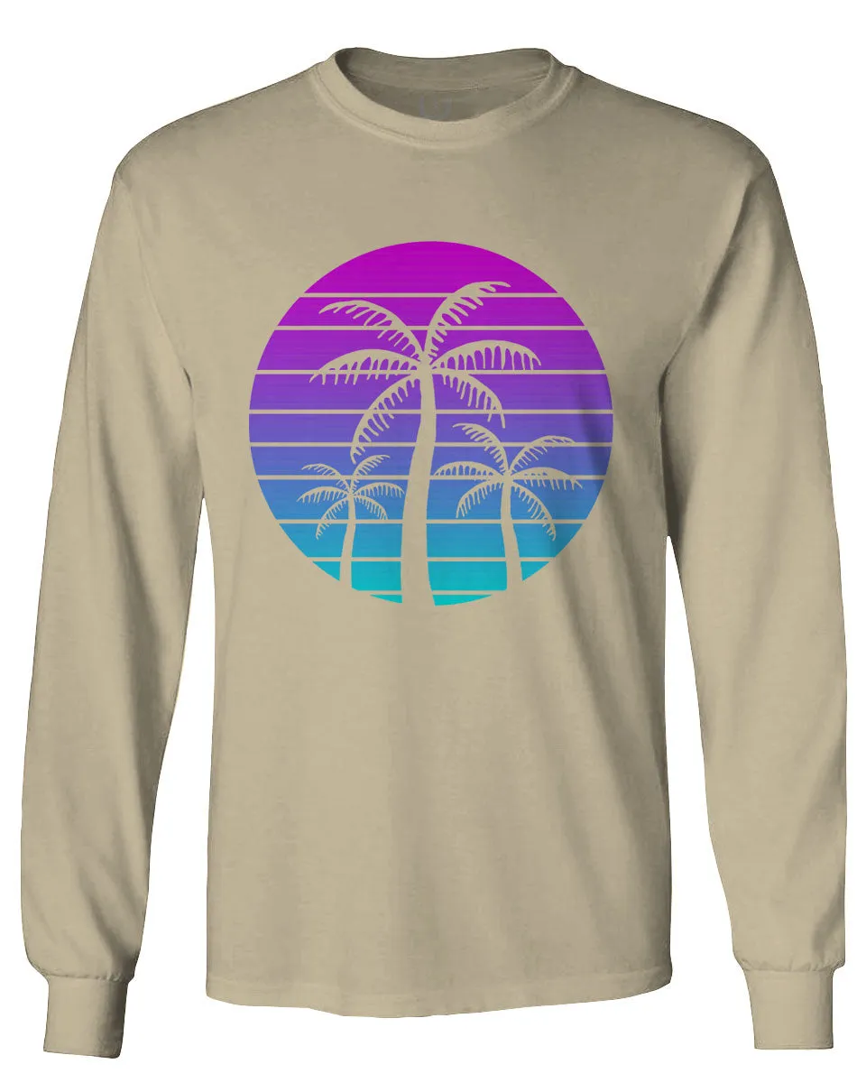 Vaporwave Palm Trees Aesthetics Art Beach surf Sunset mens Long sleeve t shirt