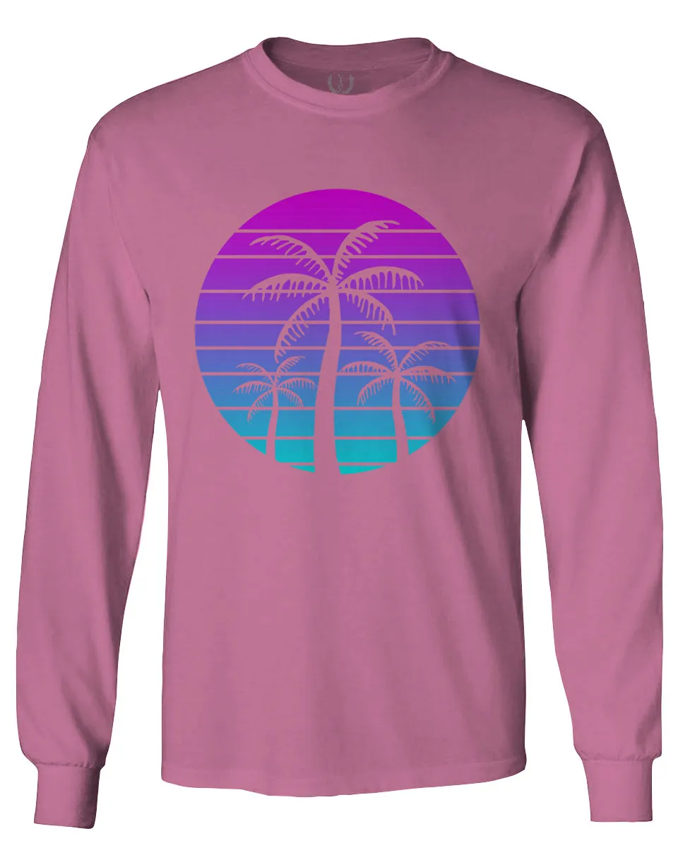Vaporwave Palm Trees Aesthetics Art Beach surf Sunset mens Long sleeve t shirt