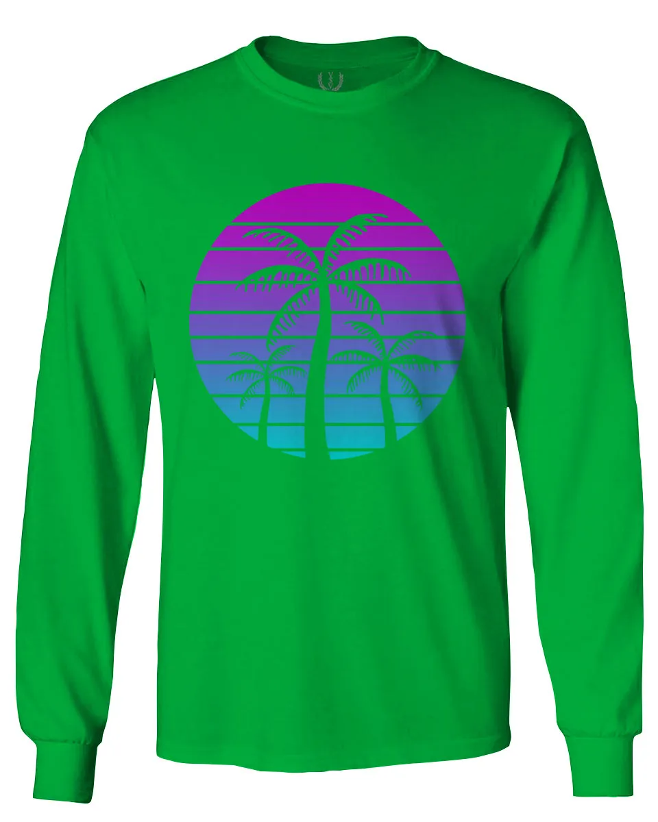 Vaporwave Palm Trees Aesthetics Art Beach surf Sunset mens Long sleeve t shirt