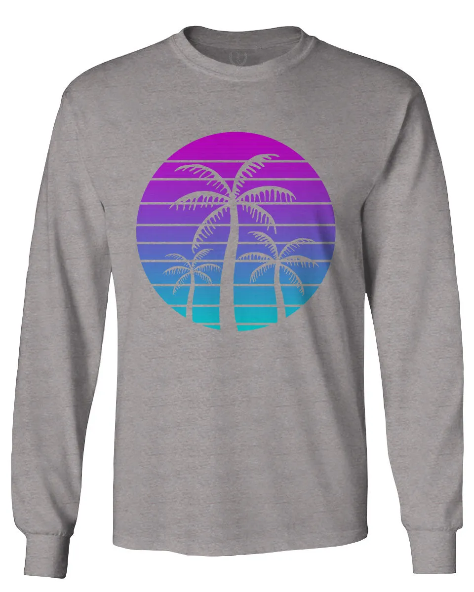 Vaporwave Palm Trees Aesthetics Art Beach surf Sunset mens Long sleeve t shirt